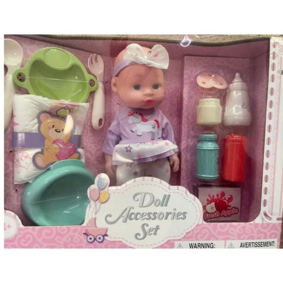 12'' Baby Doll and Clothes Accessories Playset with Feeding Bottle Pacifier Xmas - Picture 3 of 4